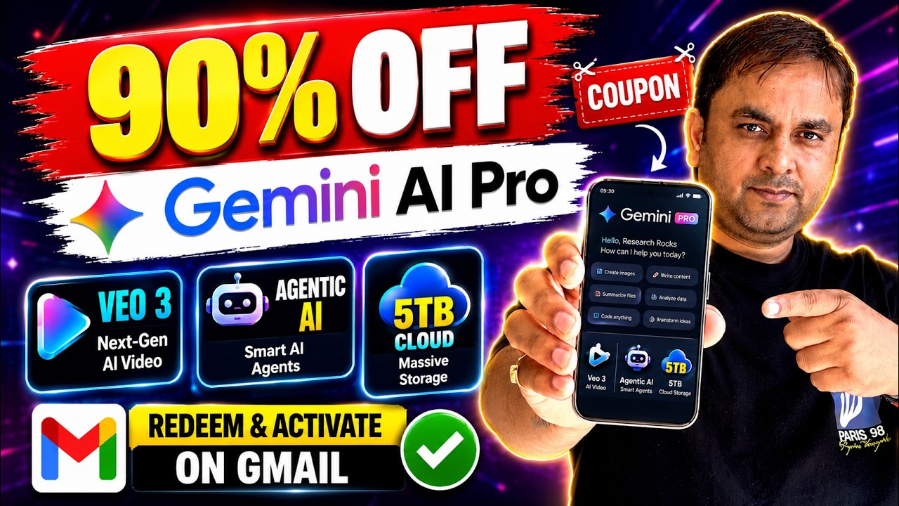 How to Get 90% OFF Gemini AI Pro Coupon | Redeem & Activate on Gmail | VEO 3, Agentic AI & 5TB Cloud