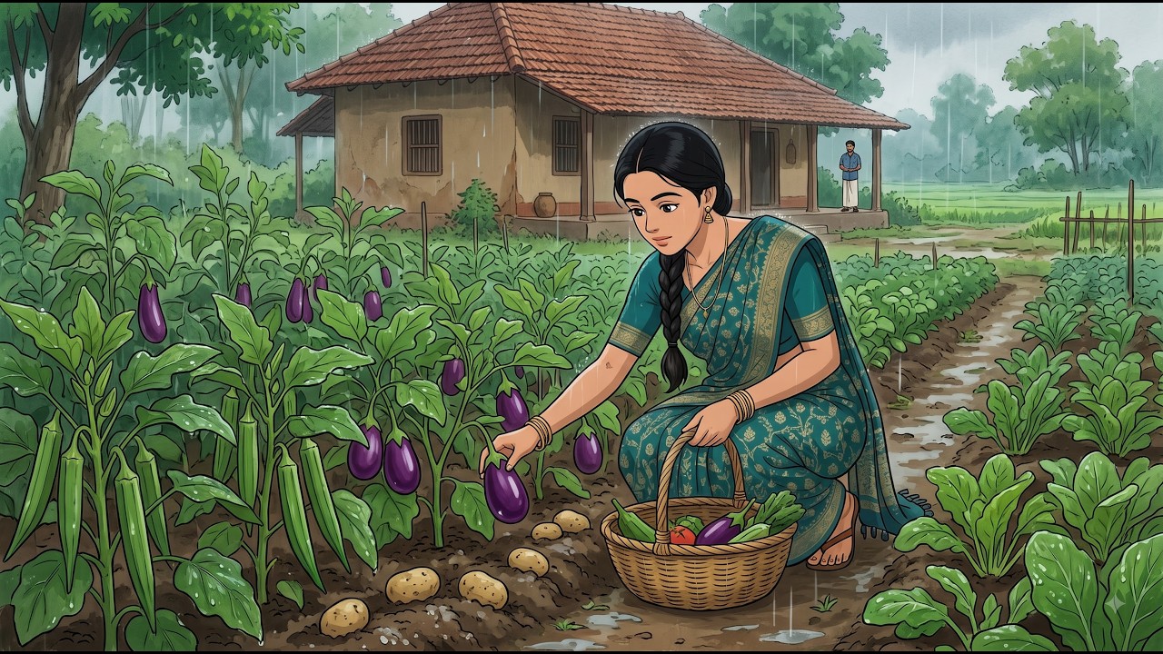 A Cozy Rainy Day in a 1990s Indian Village | Desi Home Cooking & Handloom Life ASMR