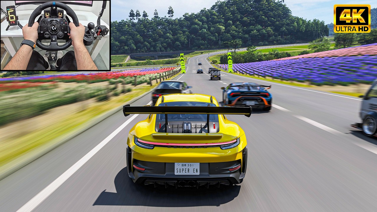 Porsche 911 GT3 RS VS Supercars - Forza Horizon 6 | Logitech G923 Steering Wheel