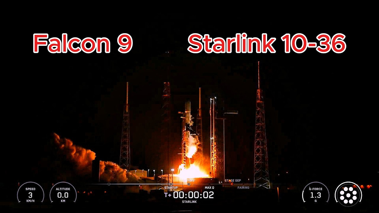SpaceX Falcon 9 Cape Canaveral Launch of Starlink 10-36  🚀