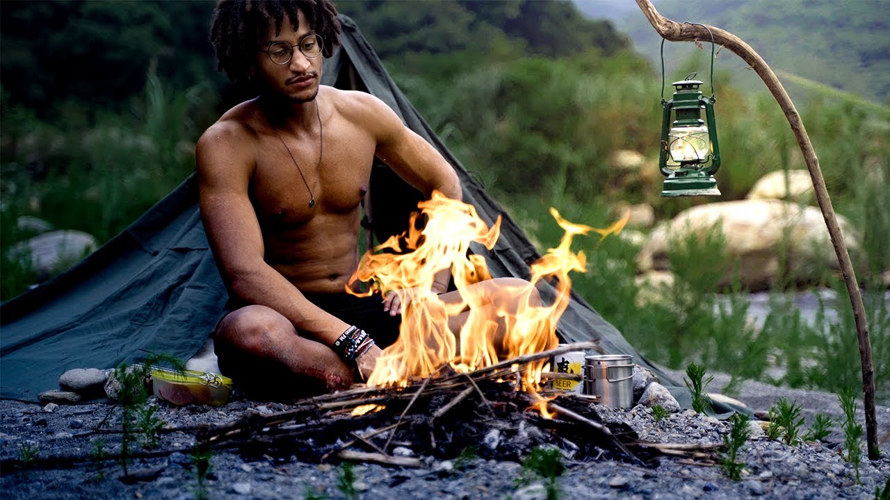 Solo Camping by the River | Bushcraft | Wild Cooking | 獨立野營 | 野外生存技能 |  野炊 | ソロキャンプ | Taiwan 台灣 2022