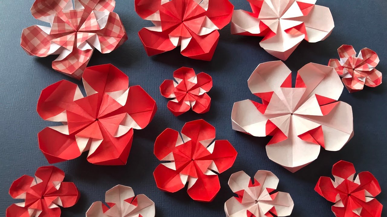 【折り紙】 梅の花 立体 折り方 Origami plum flower tutorial（NiceNo1）