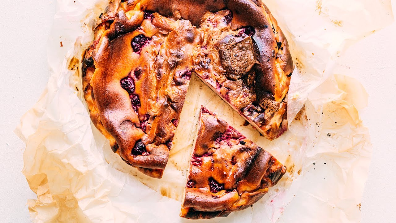 Raspberry & white Chocolate Basque Cheesecake