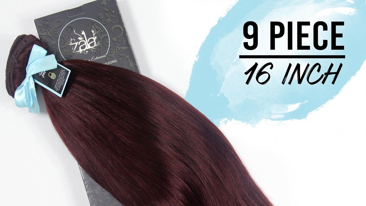 Burgundy Red #99J 16-Inch Clip-in Hair Extensions 9-Piece Set &ndash; ZALA