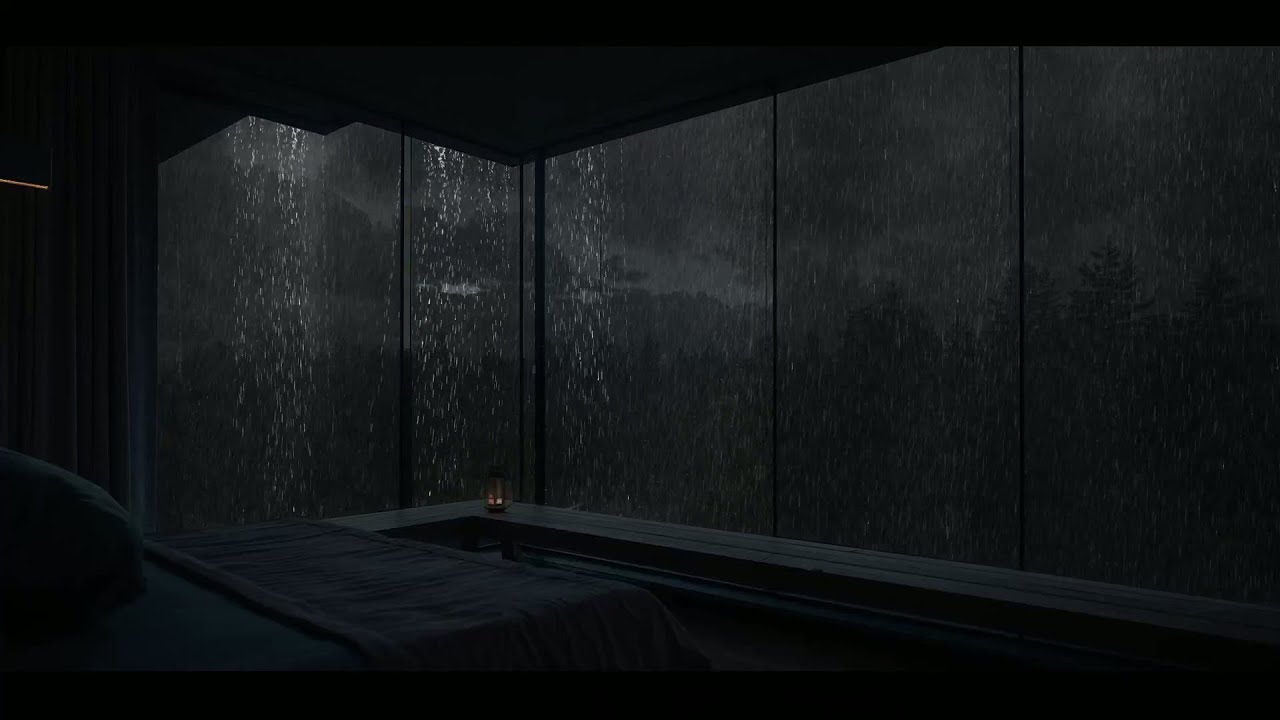Midnight Storm in a Cozy Dark Bedroom 🌧️ Heavy Rain on Window ASMR for Deep Sleep