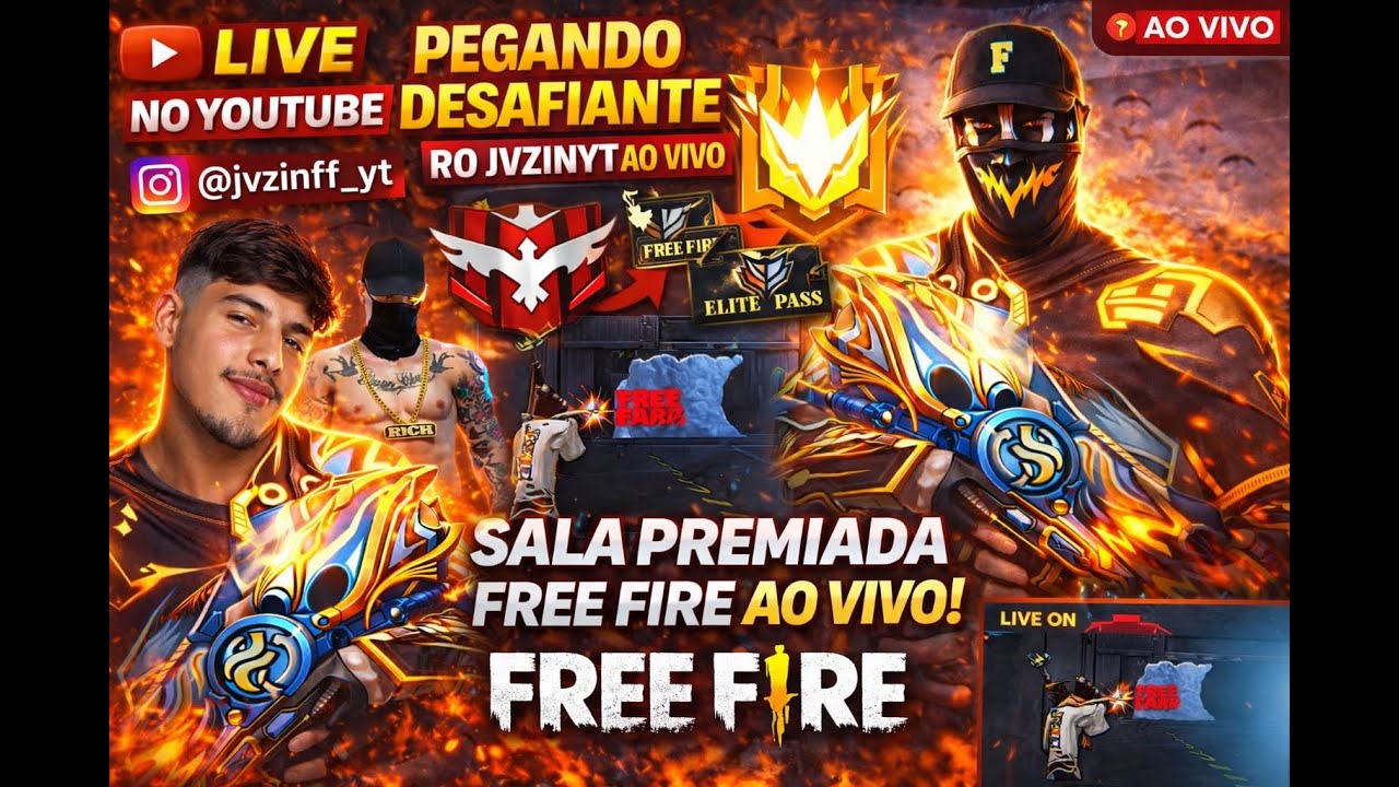 ⚡ LIVE INSANA DE FREE FIRE! PEGANDO DESAFIANTE 🔥 FULL GÁS RO JVZIN YT