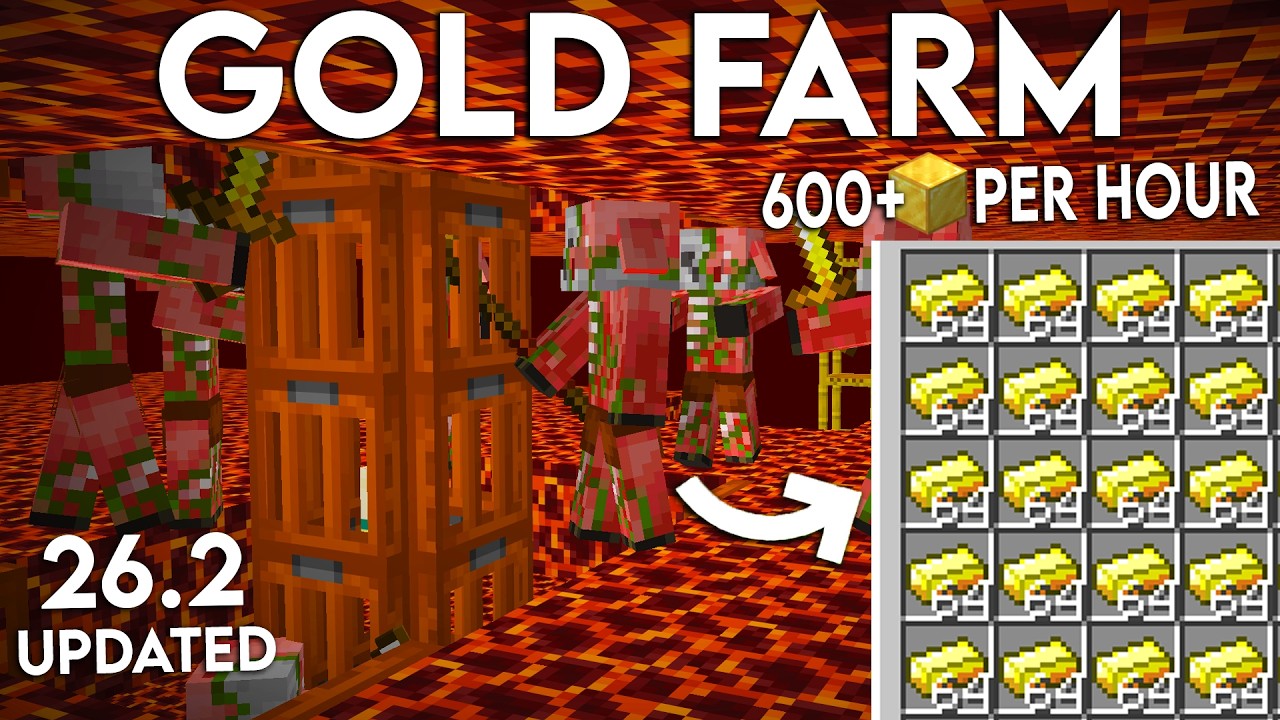 NEW UPDATED Minecraft Java 26.2 GOLD FARM Tutorial | Unlimited Gold Farm