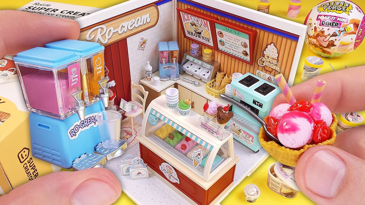 Creating a Miniature Ice Cream Shop! Rolife vs Mini Brands & MiniVerse