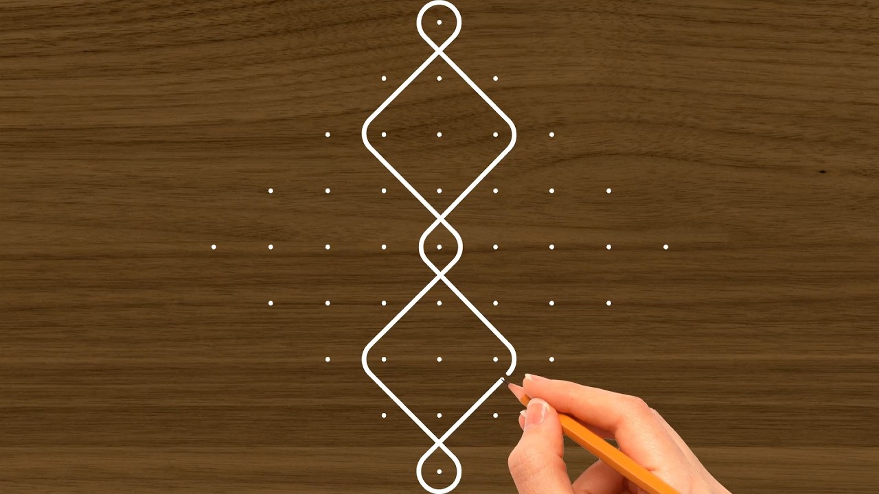 Easy and simple Rangoli designs with 9x1 dots I festival Rangoli designs I daily rangoli designs