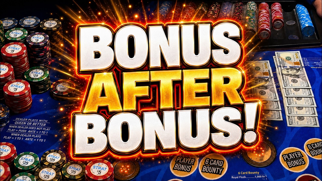 3 CARD POKER in LAS VEGAS! BONUS WOULDN'T STOP HITTING! 🔥🍀 IRL