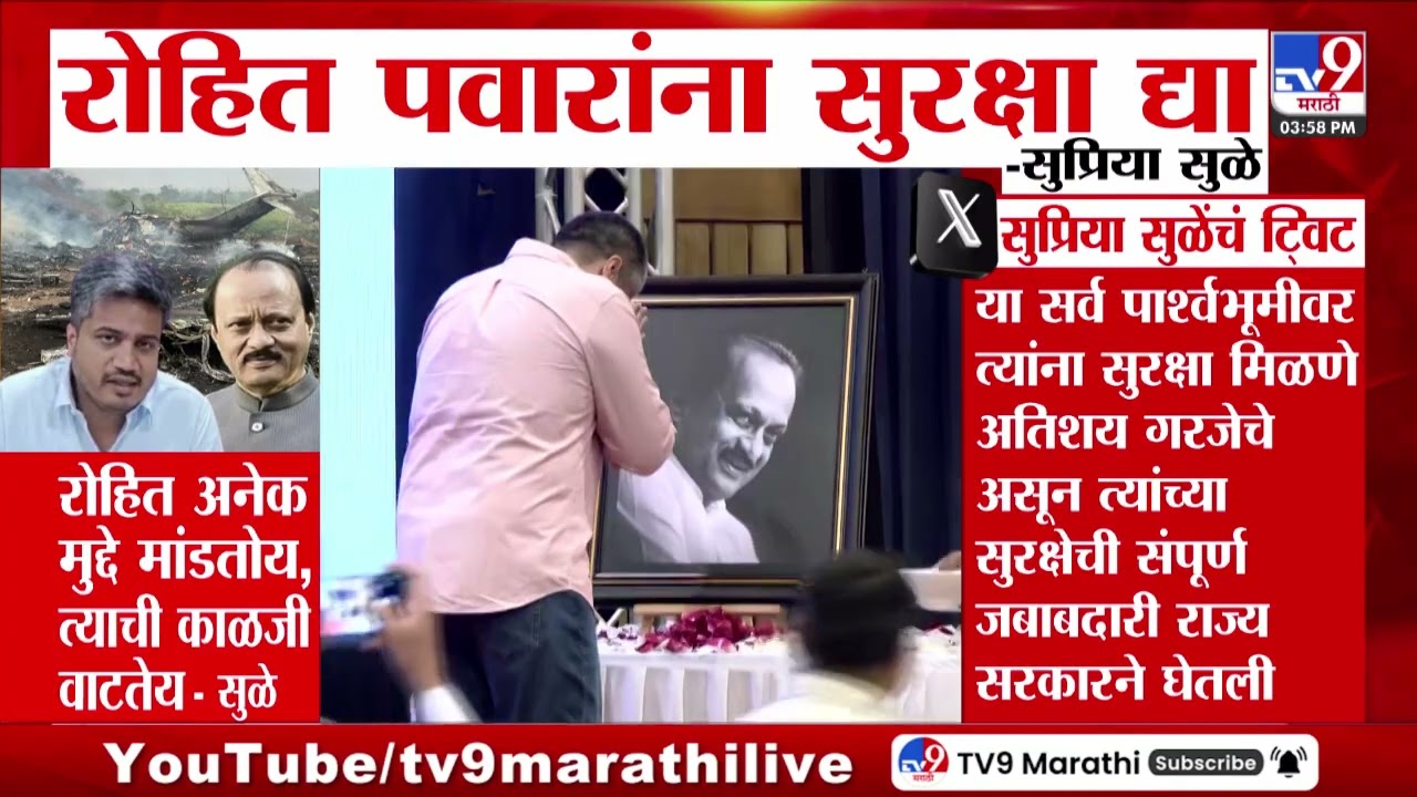Supriya Sule | 'Rohit Pawar यांना सुरक्षा द्या', सुप्रिया सुळेंची मागणी