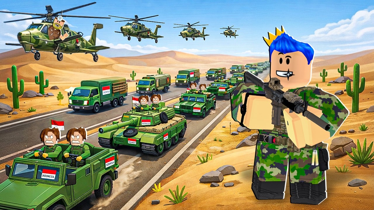 AKU BUAT PASUKAN TENTARA INDONESIA TERKUAT FULL TANK DAN HELIKOPTER VS NEGARA AMERIKA DI ROBLOX!!