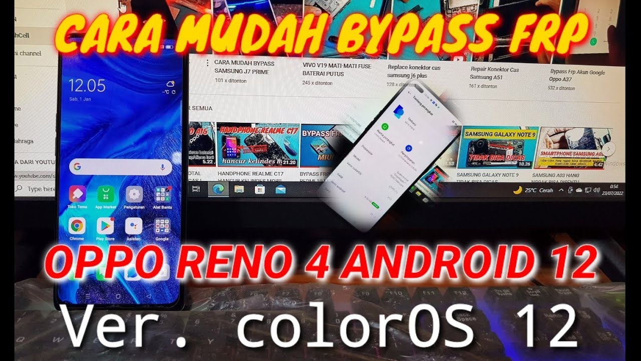 CARA MUDAH BYPASS FRP OPPO RENO4 ANDROID 12 Ver. colorOS 12