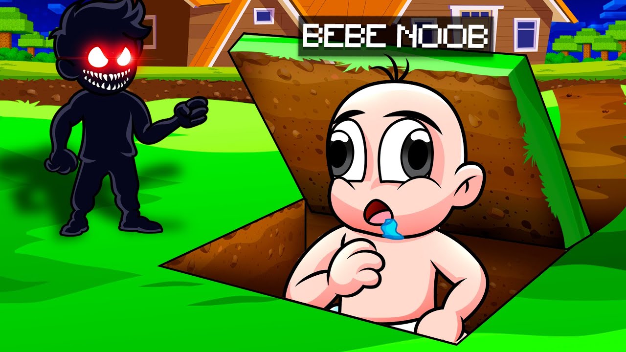 Construí un BÚNKER SECRETO para Escaparme de un EXTRAÑO... 😱 👀 BEBÉ NOOB en MINECRAFT
