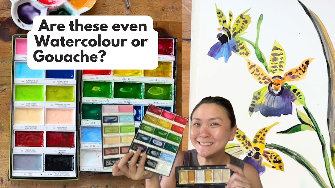Japanese Watercolours in Action! Kuretake Gansai Tambi + Orchid Demo