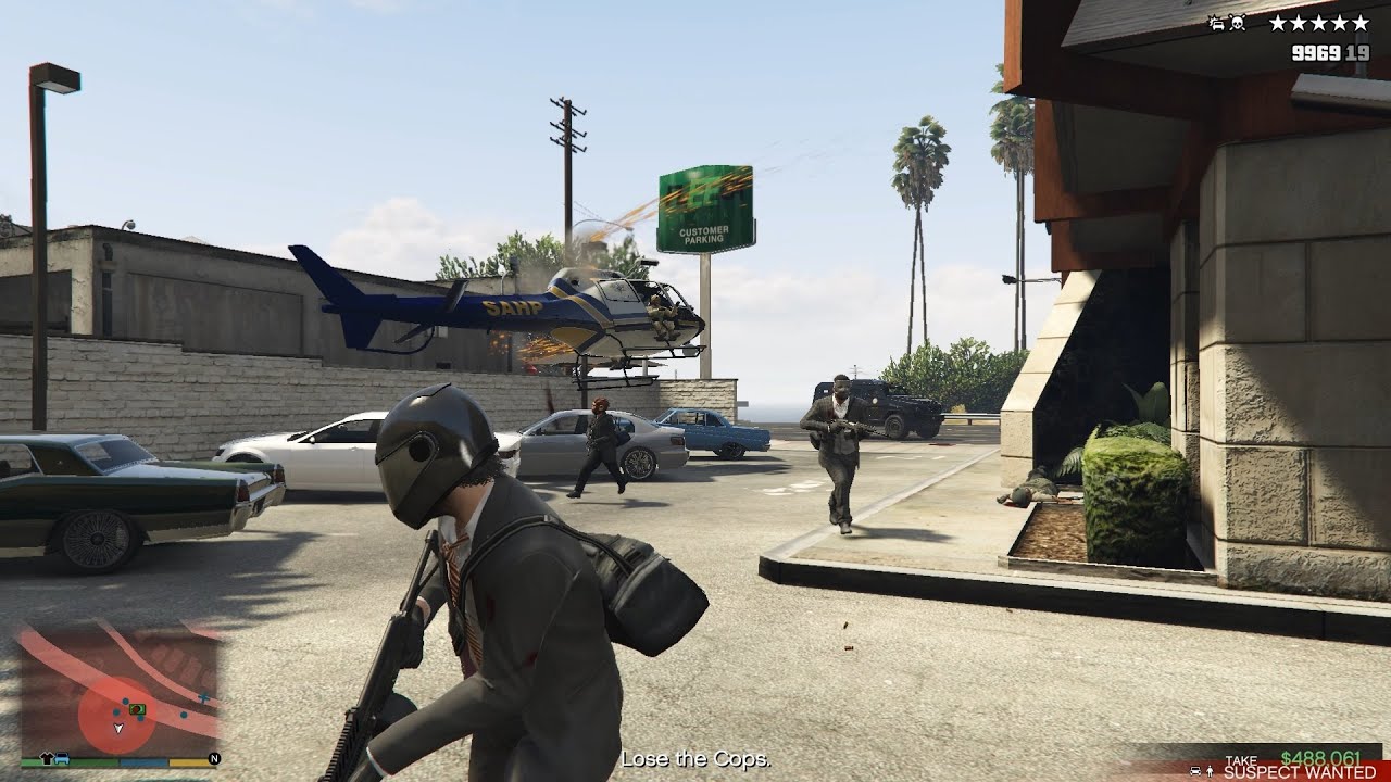 GTA V Michael, Franklin & Trevor Bank Heist + 6 Star Police Chase Escape(RDE 3.1.7)