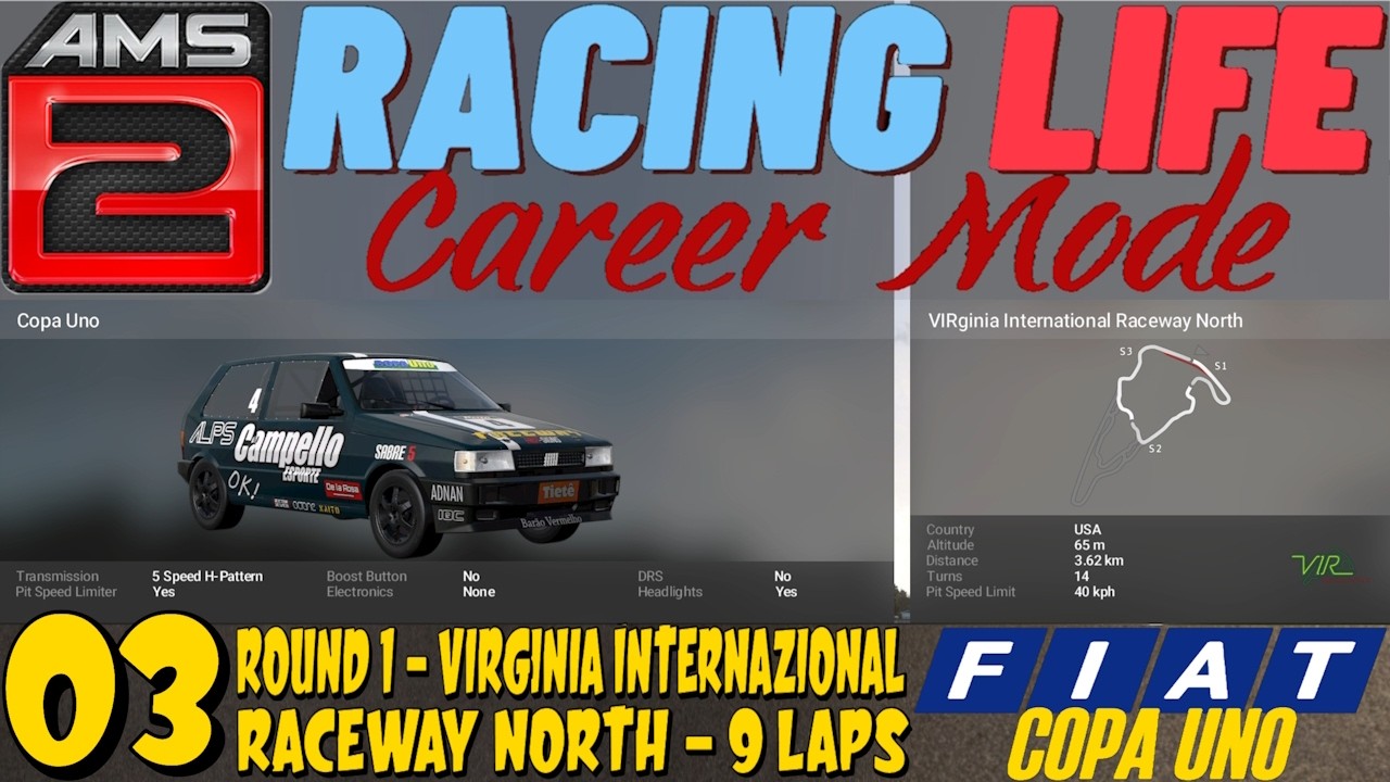 AMS2 RACING LIFE CAREER MODE EP.03 | COPA UNO | ROUND 1 VIRGINIA INTERNATIONAL NORTH | GAMEPLAY ITA