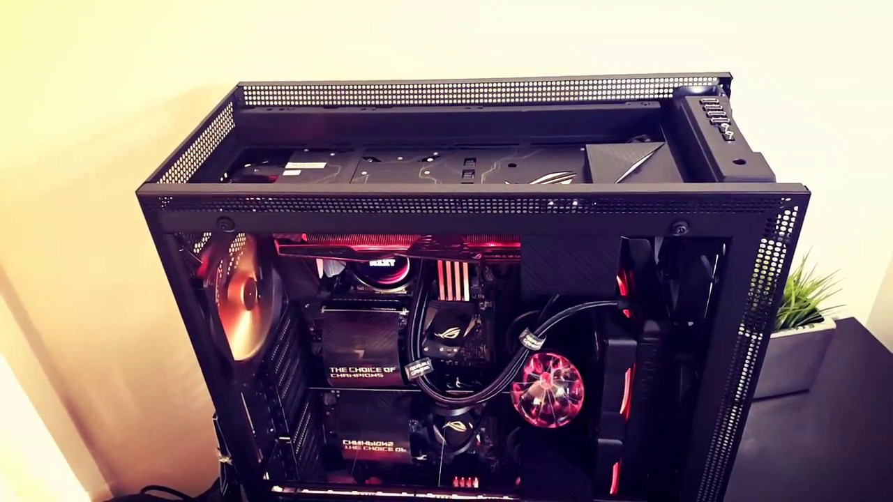 NZXT H700i Gaming PC Build with Custom TOP MOUNTED GPU!!!!