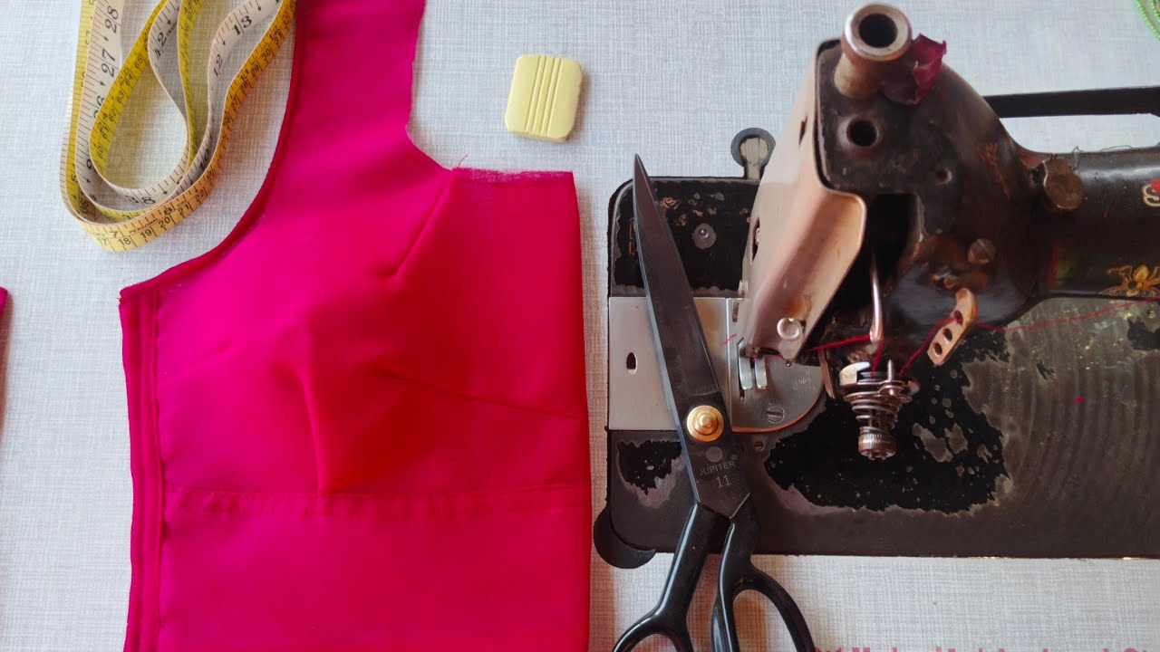 Very Easy Trick 4 Tukes Belt Blouse Front Part Cutting & Stitching Step by Step