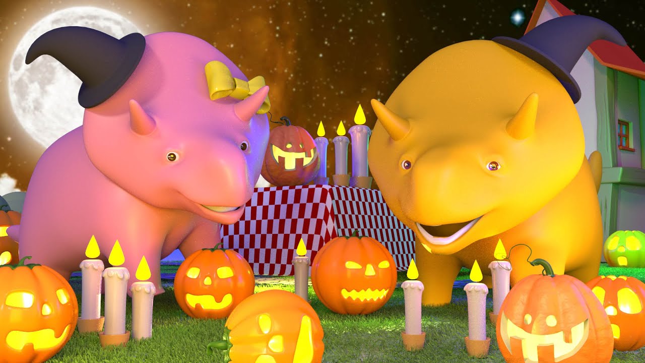Especial Dia das Bruxas ! Dino e Dina aprendem como fazer uma abóbora iluminada! - HALLOWEEN
