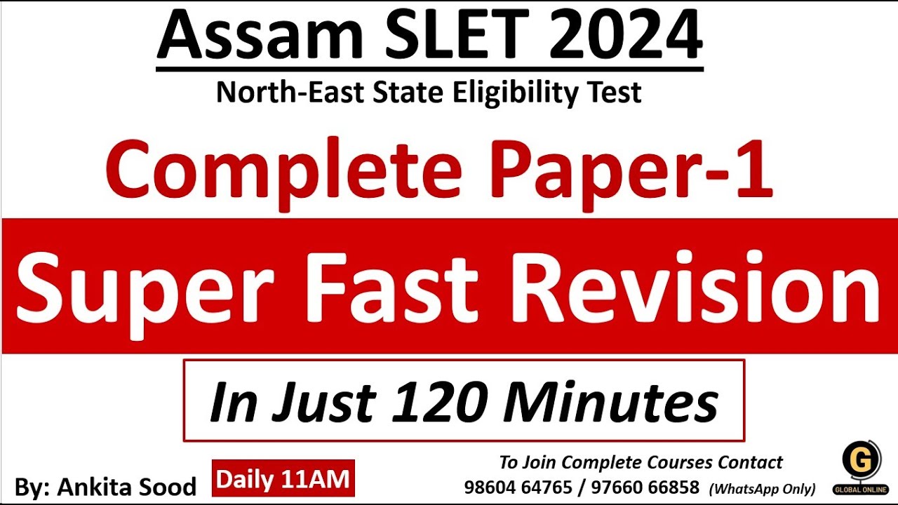 Full Syllabus Revision for Assam SLET Paper 1 2024 | NESLET Paper 1