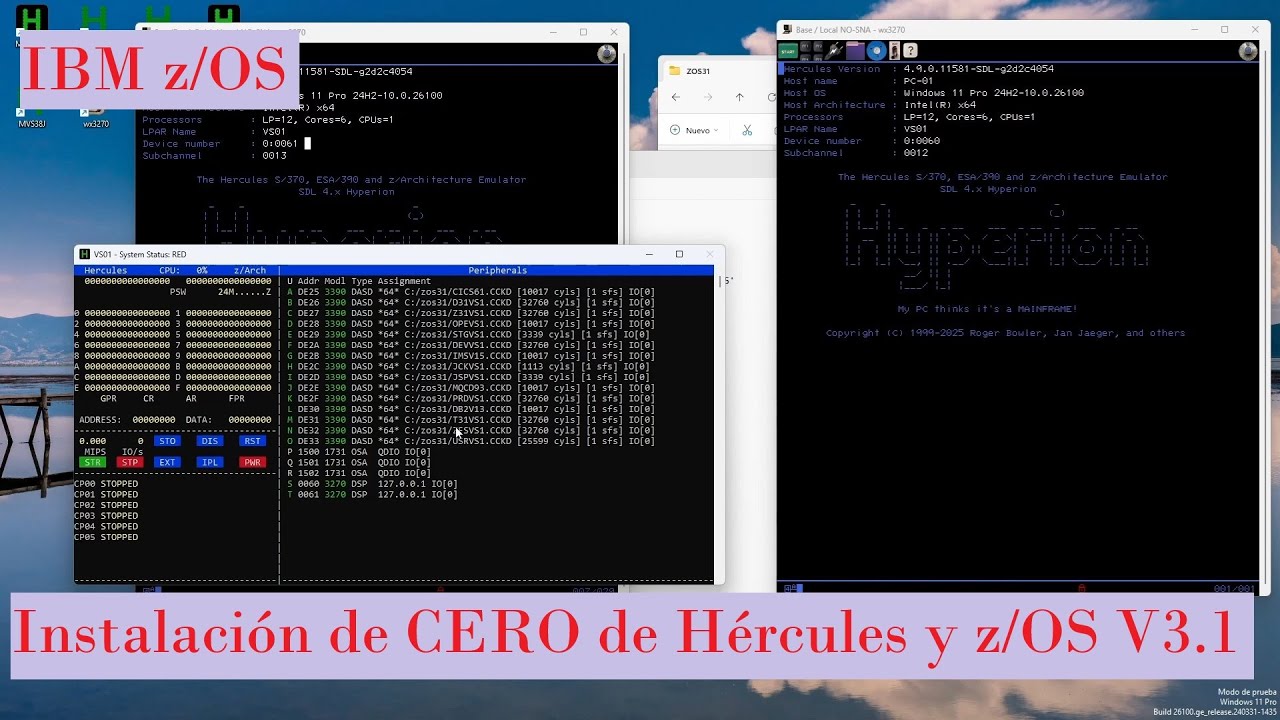 IBM z/OS: Instalación desde CERO de Hercules Hyperion + z/OS V3R1