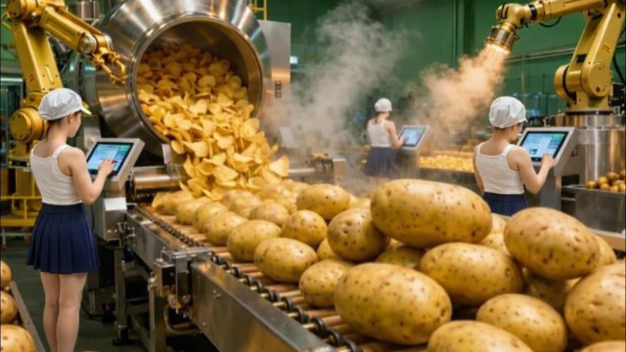 Inside a Modern Potato Chips Factory | Complete Food Processing Line 4K ASMR