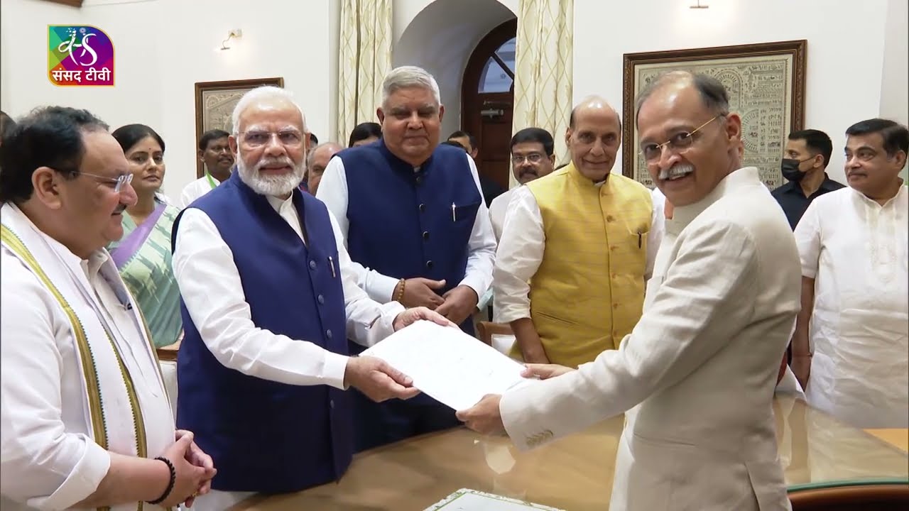 NDA's Vice Presidential candidate Jagdeep Dhankhar files his nomination at Parliament building