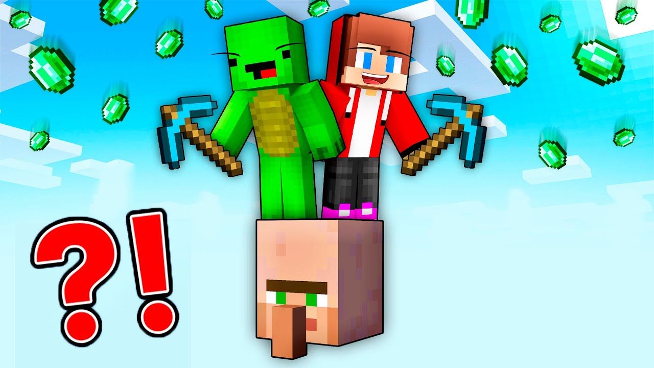 JJ and Mikey Survive on One Block Villager in Minecraft ! - Maizen