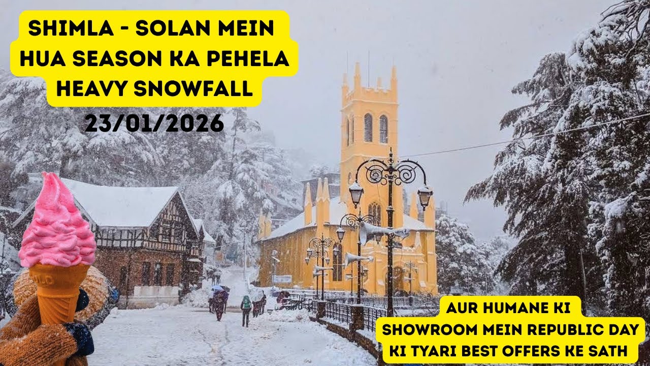 ❄️Shimla–Solan mein season ki pehli heavy snowfall! 🇮🇳 Republic Day SALE at Peter England Solan 
