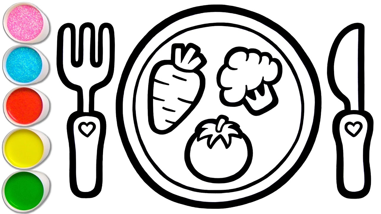 Vegetable Plate Drawing, Painting and Coloring for Kids & Toddlers | Easy Drawings #220
