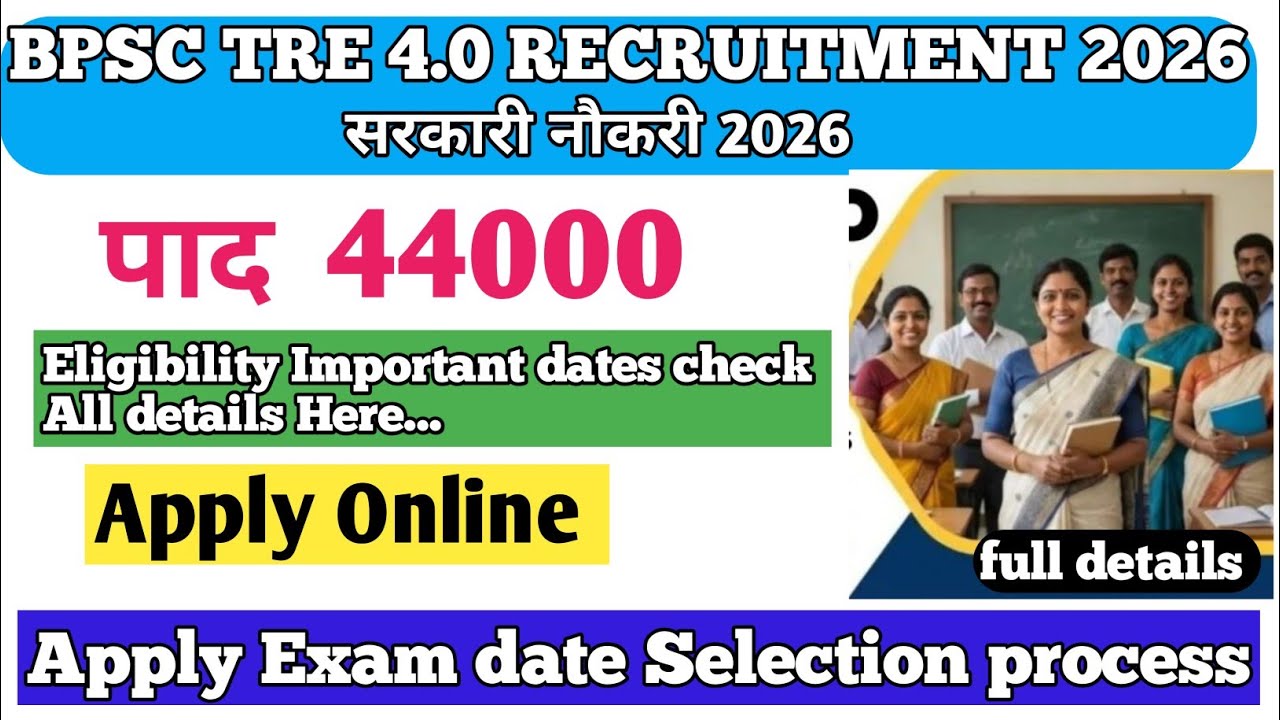 BPSC Teacher Recruitment 2026 🔥 TRE 4.0 | 44000+ Posts | Eligibility & Important Dates