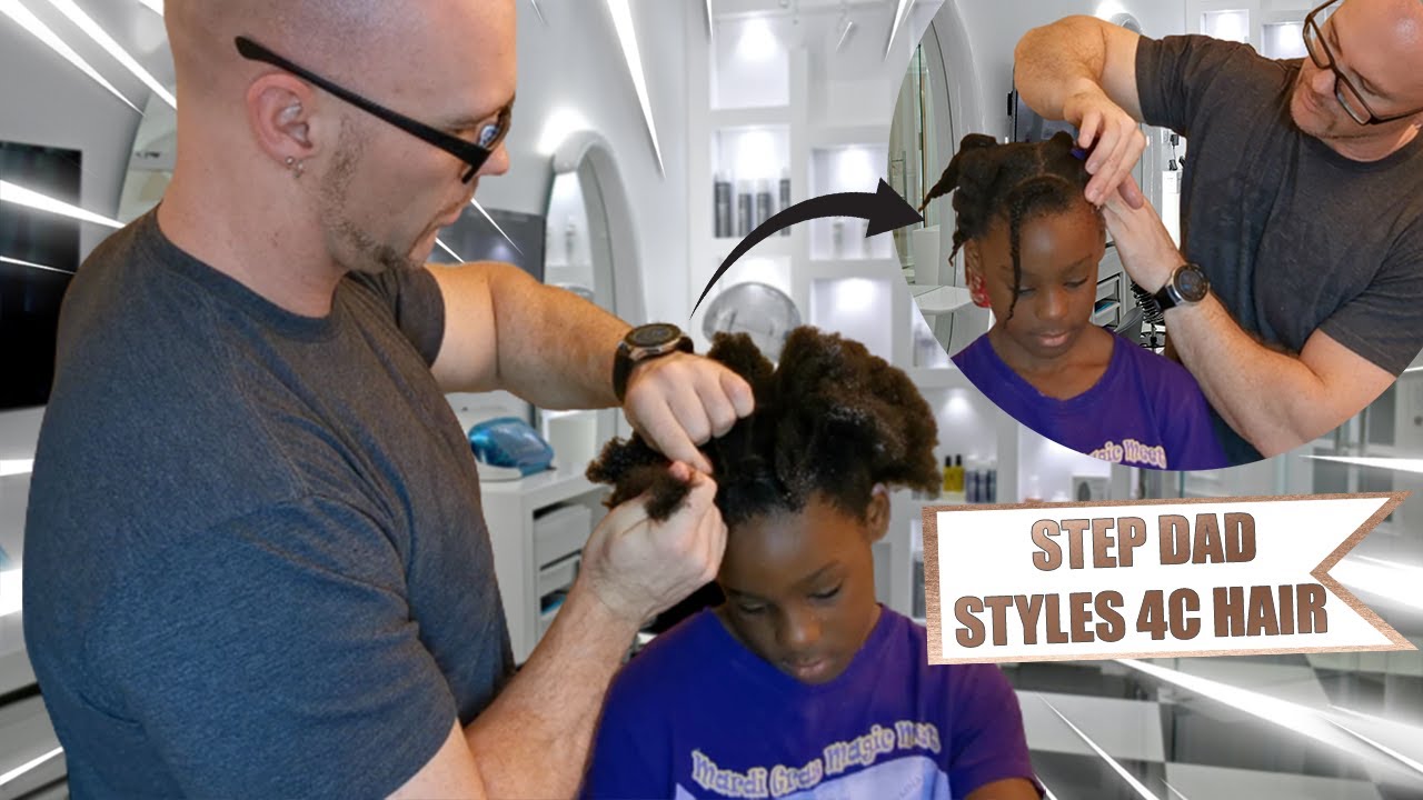 Step Dad does Daughter's Hair for the First Time | Wash and Style