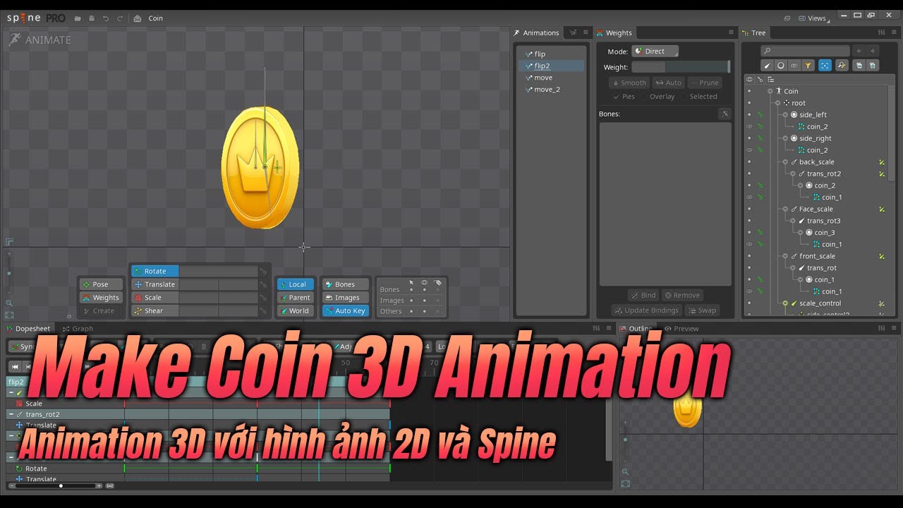 Spine 1 : How to make Coin 3D animation