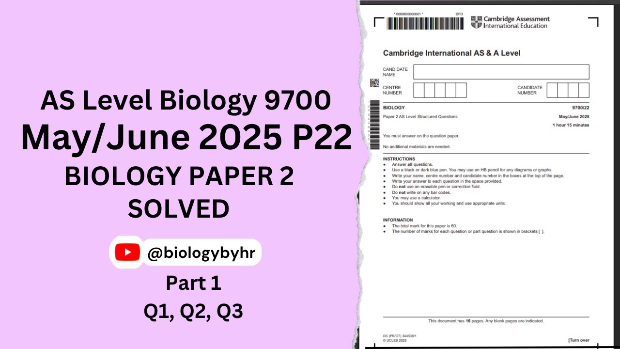 AS Biology 9700 | May/June 2025 Paper 22 | Full Past Paper Solution | Part 1 | @biologybyhr ​