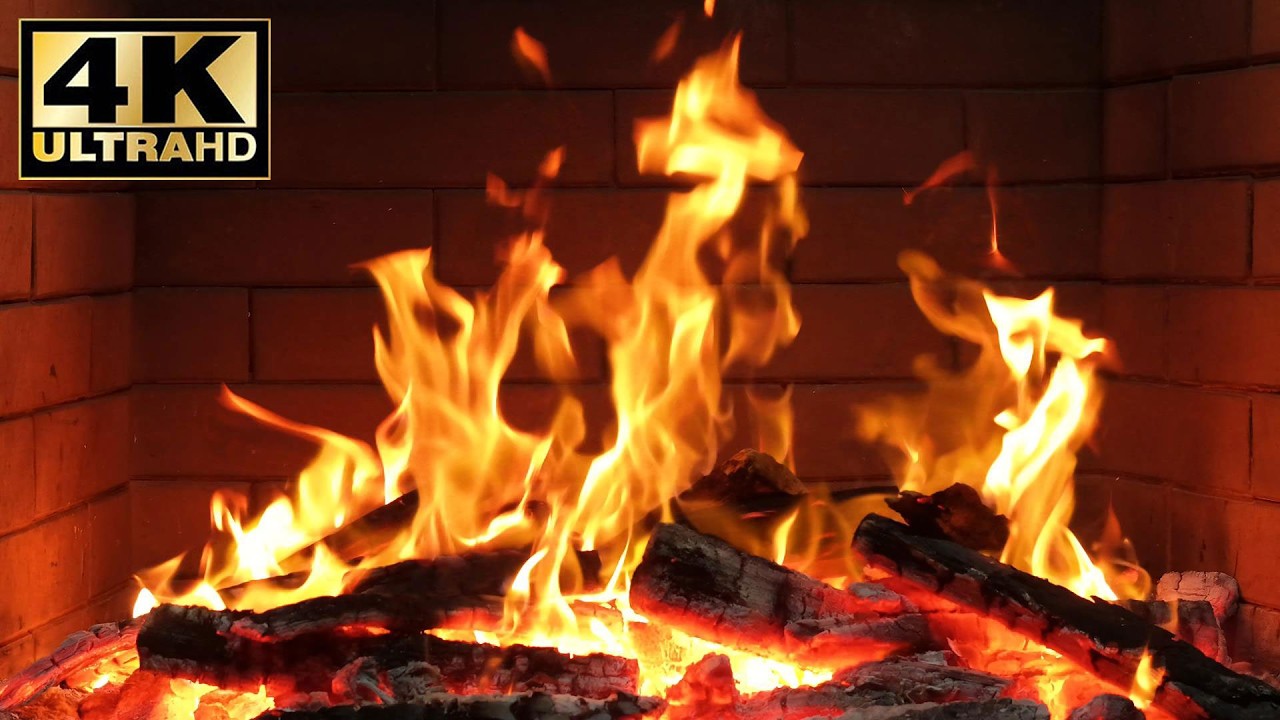 🔥 Relaxing winter fireplace sounds. Fire background video effects 4K. Fireplace camping atmosphere