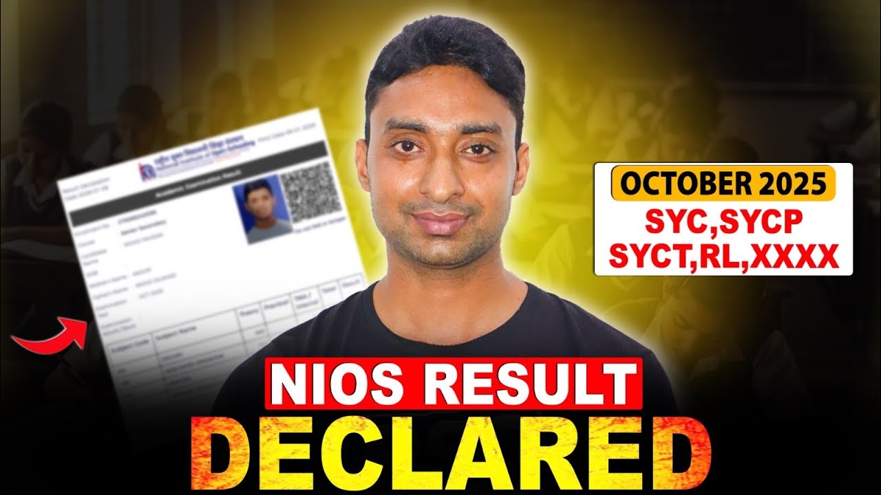 NIOS October 2025 Result Declared 😱 || SYC,SYCT,SYCP,RL,XXXX ||