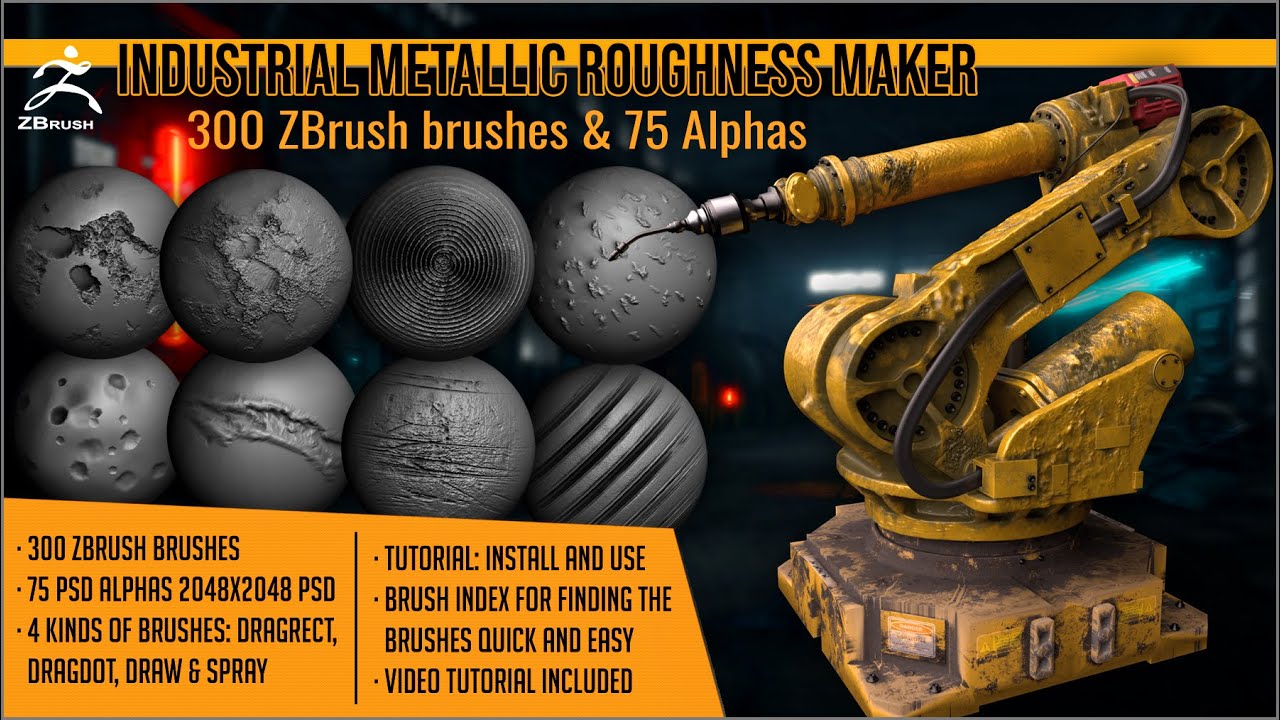 Industrial Metallic Roughness Maker For ZBrush