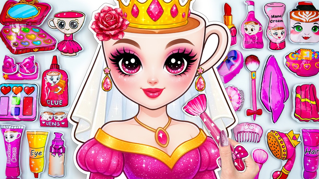 💖Paper DIY💖 Brainrot Ballerina Cappuccina Queen ✨ Skincare + Makeup Blind Box Unboxing ASMR