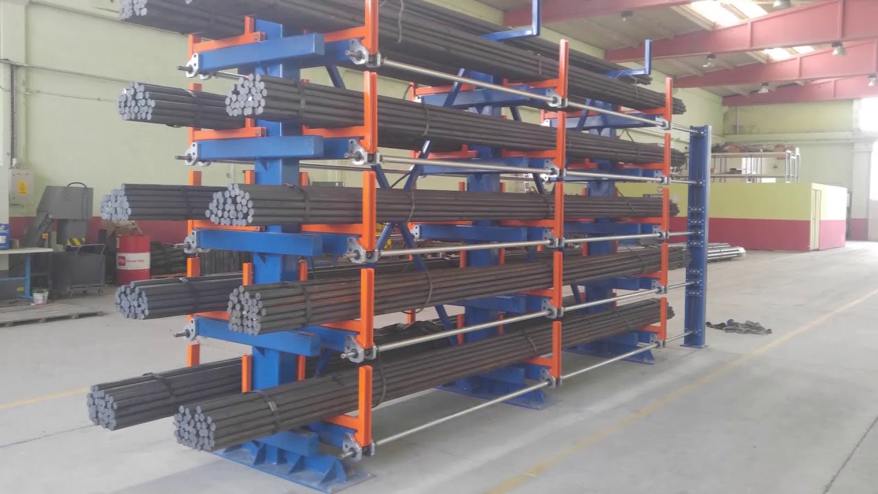 Çelik Rafı / Açılıp Kapanabilir Çubuk Malzeme Rafı / Roll out cantilever rack