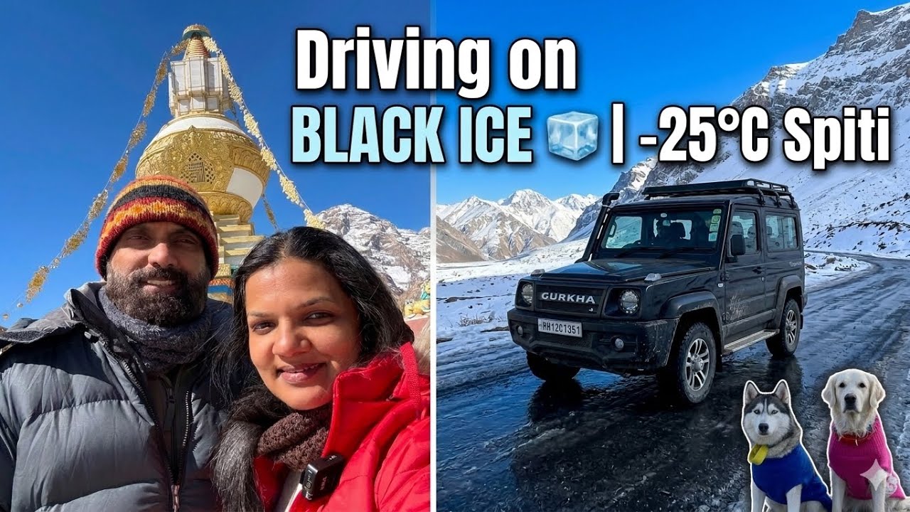 Driving on BLACK ICE in Spiti 🧊 | Tabo to Kaza in –25°C | Force Gurkha 4x4 Adventure
