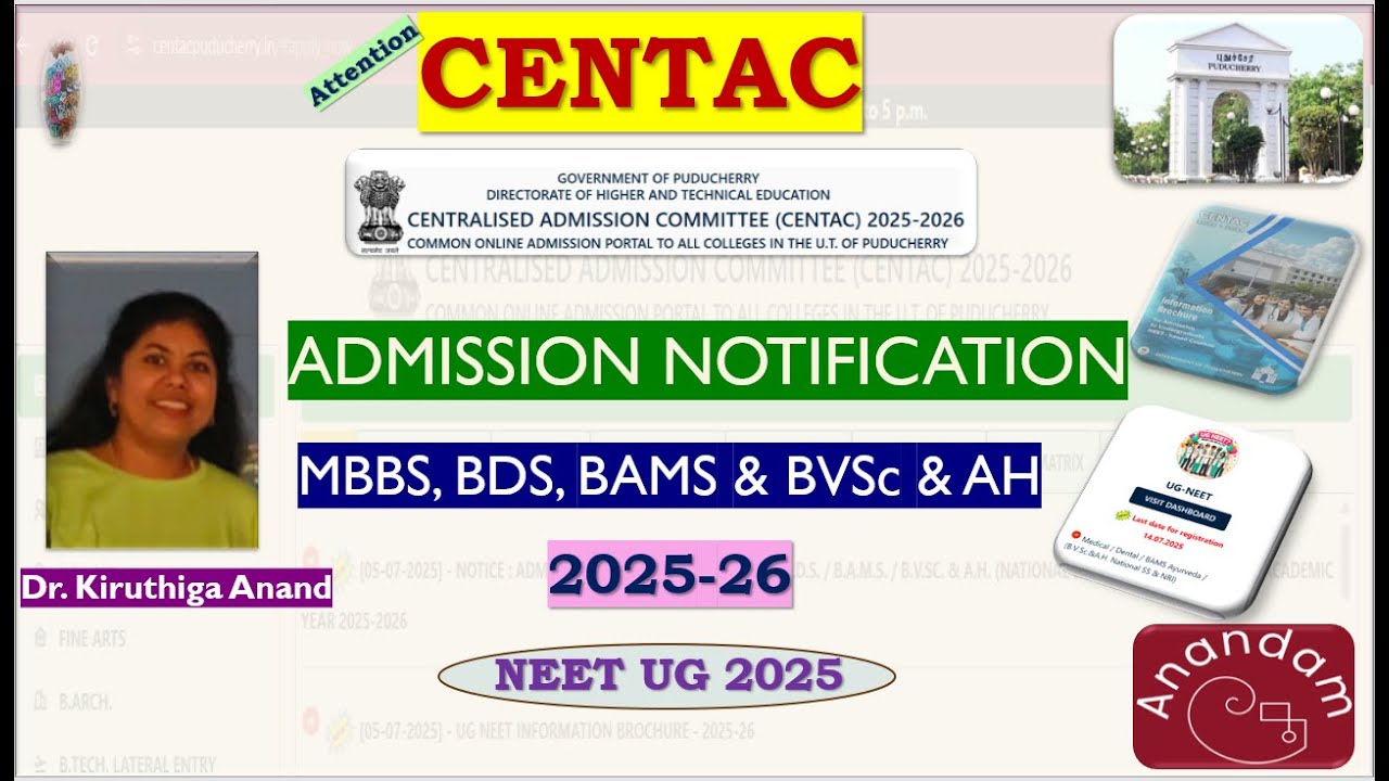 CENTAC PY Admission MBBS/BDS/BAMS/BVSC&AH 2025 #igmc #pims #manakulavinayagar #venkateswara #neetug