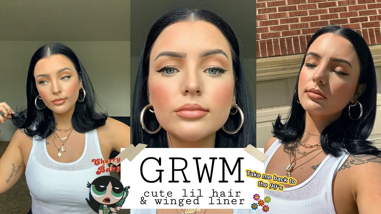 flipped ends hair tutorial | 60's inspired | | winged liner, ALL drugstore makeup!!