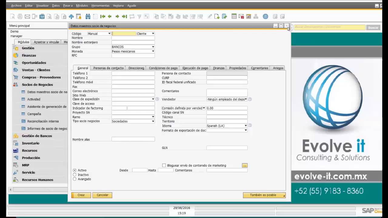Como crear y buscar un Socio de Negocios en SAP Business One
