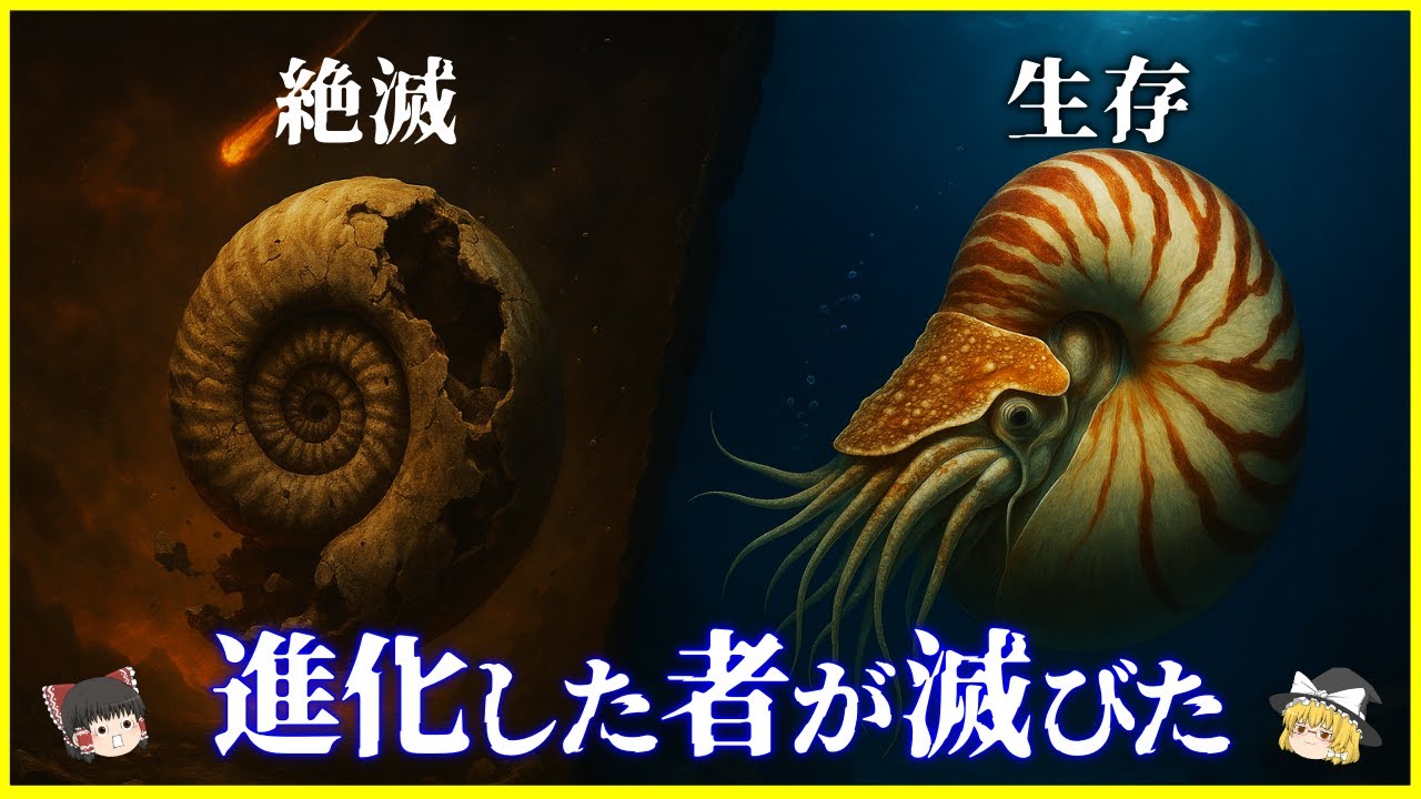 【ゆっくり解説】なぜ「アンモナイト」は絶滅し、「オウムガイ」は生き延びたのか？を解説/なぜ運命が分かれた？両者の進化と生態、繁殖戦略、深海適応力
