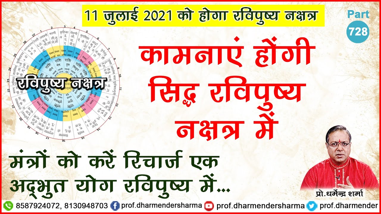 कामनाएं होंगी सिद्ध इस रवि पुष्य नक्षत्र में - प्रो. धर्मेन्द्र शर्मा