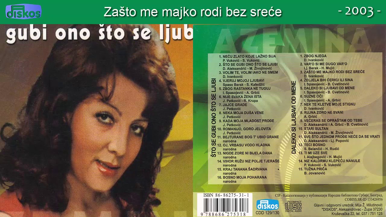 Azemina Grbic - Zasto me majko rodi bez srece - (Audio 2003)