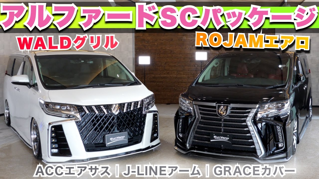【アルファードSCパッケージ カスタムコンプリート】ROJAMエアロ、WALDグリル、ACCエアサス、J-LINEアーム、アルパインBIGX、カロッツェリアナビ、カスタム多数な２台をご紹介！