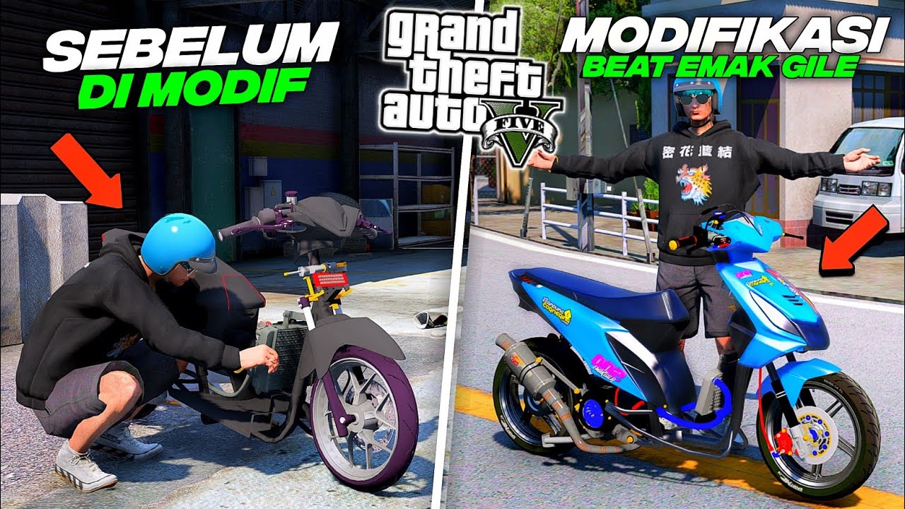 Aku Modifikasi Motor Beat Drag Langka Yang Sudah Rongsok Terbangkalai Di Gudang - GTA 5 MOD