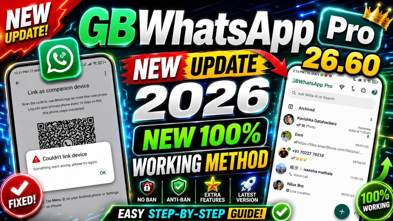 🔥 FINALLY! GBWhatsApp Update 2026 ✅💯 100% Working New Solution For Link Device Problem!📌